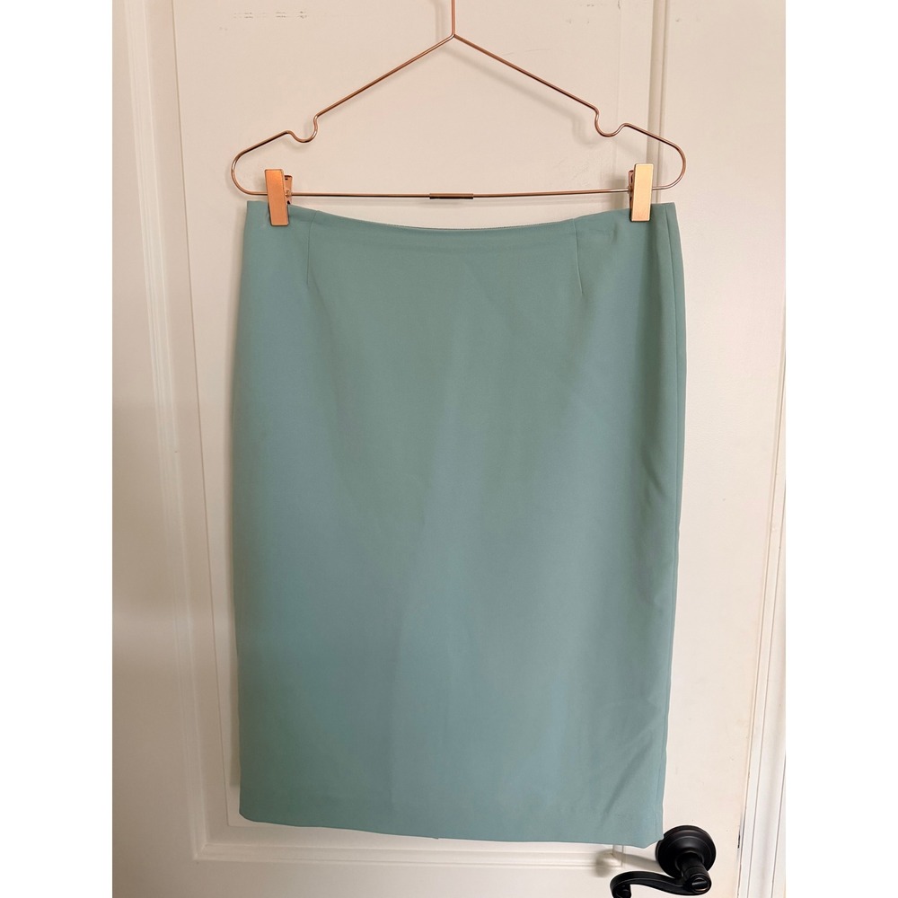 Lafayette 148 New York Pencil Skirt Womens 6 Sage Green Excellent Straight Crepe